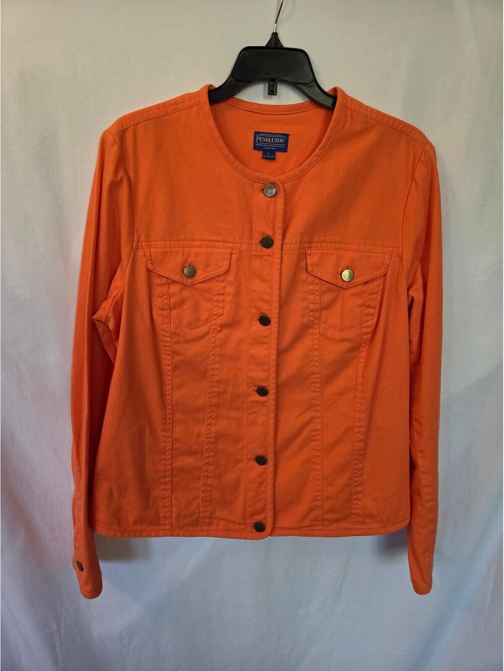 Pendleton Orange Cotton Spandex Button-Up Jacket Size L